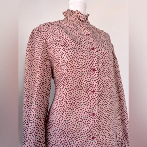 Vintage ‘70s Inner Visions by Ship ‘n Shore Clover Print Long Sleeve Blouse - Picture 5 of 10